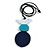Blue/ Turquoise/ White Wood Bird and Bead Pendant with Black Cotton Cord - Adjustable - 84cm Long/ 11cm Pendant - view 3