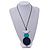 Blue/ Turquoise/ White Wood Bird and Bead Pendant with Black Cotton Cord - Adjustable - 84cm Long/ 11cm Pendant - view 8
