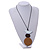 Bronze/ Brown/ White Wood Bird and Bead Pendant with Black Cotton Cord - Adjustable - 84cm Long/ 11cm Pendant - view 2