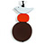 Brown/ Orange/ White Wood Bird and Bead Pendant with Black Cotton Cord - Adjustable - 84cm Long/ 11cm Pendant