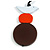 Brown/ Orange/ White Wood Bird and Bead Pendant with Black Cotton Cord - Adjustable - 84cm Long/ 11cm Pendant - view 8