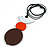 Brown/ Orange/ White Wood Bird and Bead Pendant with Black Cotton Cord - Adjustable - 84cm Long/ 11cm Pendant - view 9