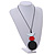 Black/ Red/ White Wood Bird and Bead Pendant with Black Cotton Cord - Adjustable - 84cm Long/ 11cm Pendant - view 3