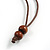 Long Orange/ Brown Round Bead Cotton Cord Necklace - 86cm Long - Adjustable - view 5