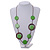Long Green/ Brown Round Bead Cotton Cord Necklace - 86cm Long - Adjustable - view 2