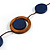 Long Dark Blue/ Brown Round Bead Cotton Cord Necklace - 86cm Long - Adjustable - view 5