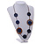 Long Dark Blue/ Brown Round Bead Cotton Cord Necklace - 86cm Long - Adjustable - view 2