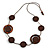 Long Brown Round Bead Cotton Cord Necklace - 86cm Long - Adjustable