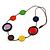 Multicoloured Coin Wood Bead Cotton Cord Necklace - 88cm Long - Adjustable - view 2