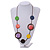 Multicoloured Coin Wood Bead Cotton Cord Necklace - 88cm Long - Adjustable - view 3