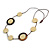 Light Cream/ Brown Coin Wood Bead Cotton Cord Necklace - 88cm Long - Adjustable - view 2