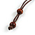 Light Cream/ Brown Coin Wood Bead Cotton Cord Necklace - 88cm Long - Adjustable - view 7