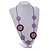 Lilac/ Brown Coin Wood Bead Cotton Cord Necklace - 88cm Long - Adjustable - view 3