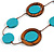 Turquoise Blue/ Brown Coin Wood Bead Cotton Cord Necklace - 88cm Long - Adjustable - view 4