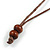 Turquoise Blue/ Brown Coin Wood Bead Cotton Cord Necklace - 88cm Long - Adjustable - view 8
