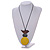 Yellow/ Brown/ Grey Wood Bird and Bead Pendant with Black Cotton Cord - Adjustable - 80cm Long/ 11cm Pendant - view 4