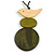Natural/ Olive/ Dark Green Wood Bird and Bead Pendant with Black Cotton Cord - Adjustable - 80cm Long/ 11cm Pendant