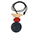 Natural/ Red/ Dark Blue Wood Bird and Bead Pendant with Black Cotton Cord - Adjustable - 80cm Long/ 11cm Pendant - view 2