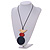 Natural/ Red/ Dark Blue Wood Bird and Bead Pendant with Black Cotton Cord - Adjustable - 80cm Long/ 11cm Pendant - view 3
