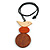 Natural/ Brown/ Orange Wood Bird and Bead Pendant with Black Cotton Cord - Adjustable - 80cm Long/ 11cm Pendant - view 2