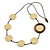 Cream/ Brown Coin Wood Bead Cotton Cord Necklace - 80cm Long - Adjustable