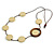 Cream/ Brown Coin Wood Bead Cotton Cord Necklace - 80cm Long - Adjustable - view 6