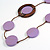 Lilac/ Brown Coin Wood Bead Cotton Cord Necklace - 80cm Long - Adjustable - view 5