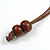 Lilac/ Brown Coin Wood Bead Cotton Cord Necklace - 80cm Long - Adjustable - view 8
