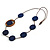 Dark Blue/ Brown Coin Wood Bead Cotton Cord Necklace - 80cm Long - Adjustable - view 7