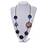 Dark Blue/ Brown Coin Wood Bead Cotton Cord Necklace - 80cm Long - Adjustable - view 3