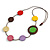 Multicoloured Coin Wood Bead Cotton Cord Necklace - 80cm Long - Adjustable - view 2