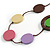 Multicoloured Coin Wood Bead Cotton Cord Necklace - 80cm Long - Adjustable - view 4
