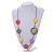 Multicoloured Coin Wood Bead Cotton Cord Necklace - 80cm Long - Adjustable - view 3