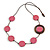 Pink/ Brown Coin Wood Bead Cotton Cord Necklace - 80cm Long - Adjustable