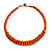 Orange Button, Round Wood Bead Wire Necklace - 46cm L