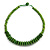 Lime Green Button, Round Wood Bead Wire Necklace - 46cm L - view 2