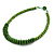 Lime Green Button, Round Wood Bead Wire Necklace - 46cm L - view 5