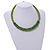 Lime Green Button, Round Wood Bead Wire Necklace - 46cm L - view 3