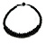 Black Button, Round Wood Bead Wire Necklace - 46cm L - view 2