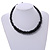Black Button, Round Wood Bead Wire Necklace - 46cm L - view 3