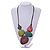 Geometric Wood Bead Black Cotton Cord Necklace in Multi - 74cm Long - Adjustable - view 2
