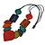 Geometric Wood Bead Black Cotton Cord Necklace in Multi - 80cm Long - Adjustable - view 3
