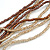 Long Multistrand Glass Bead Necklace In Shades of Beige/ Brown - 86cm L - view 4