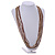 Long Multistrand Glass Bead Necklace In Shades of Beige/ Brown - 86cm L - view 3