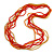 Long Multistrand Glass Bead Necklace In Shades of Red/ Orange/ Yellow - 86cm L - view 2