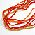 Long Multistrand Glass Bead Necklace In Shades of Red/ Orange/ Yellow - 86cm L - view 4