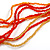 Long Multistrand Glass Bead Necklace In Shades of Red/ Orange/ Yellow - 86cm L - view 6