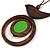 Brown/ Green Bird and Circle Wooden Pendant Cotton Cord Long Necklace - 84cm L/ 10cm Pendant - view 3