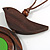 Brown/ Green Bird and Circle Wooden Pendant Cotton Cord Long Necklace - 84cm L/ 10cm Pendant - view 5