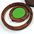 Brown/ Green Bird and Circle Wooden Pendant Cotton Cord Long Necklace - 84cm L/ 10cm Pendant - view 6